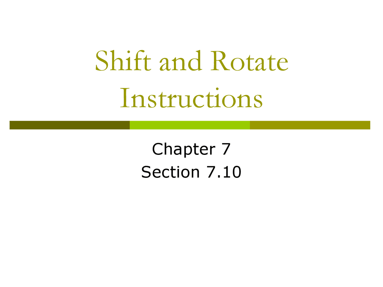 Shift and Rotate Instructions Lecture Slides ELEC 2220 Docsity