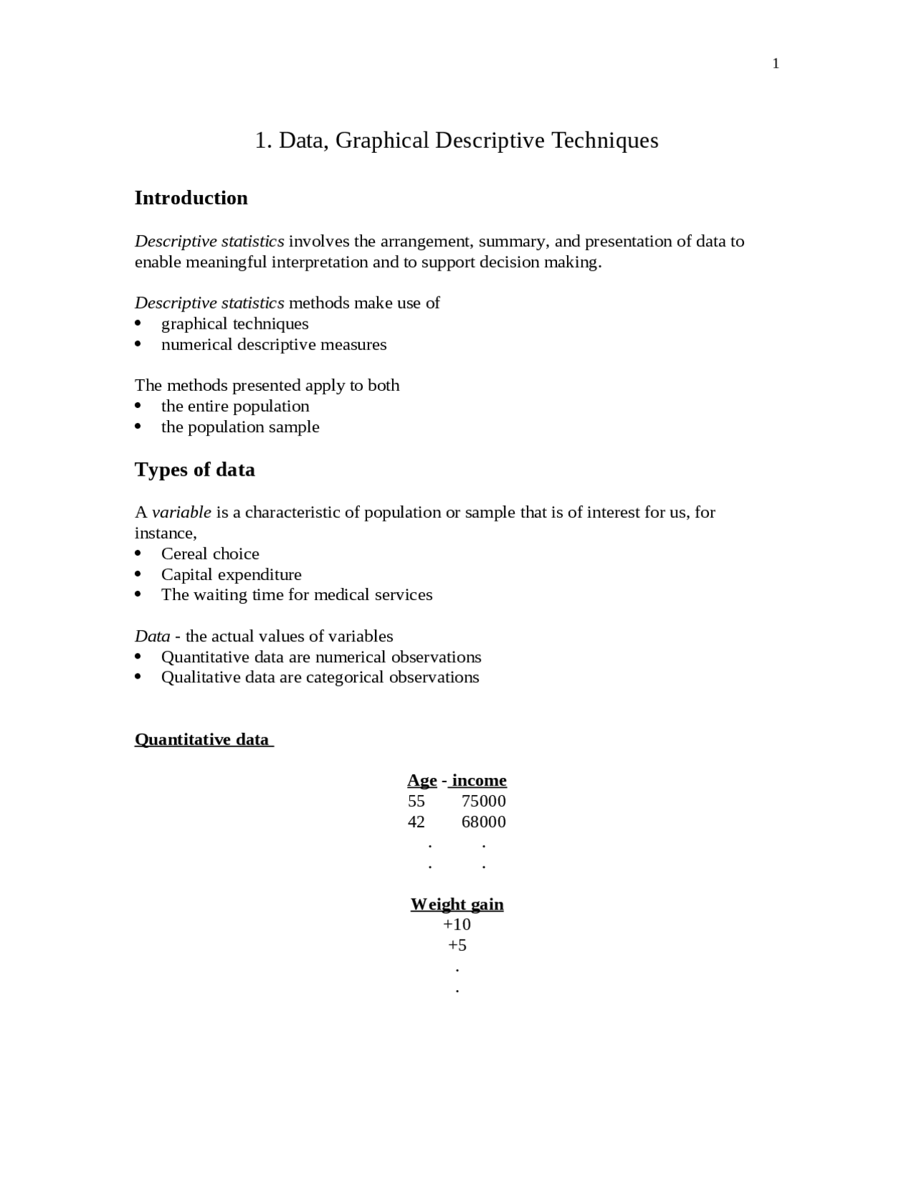 Data, Graphical Descriptive Techniques | STAT 1000 - Docsity