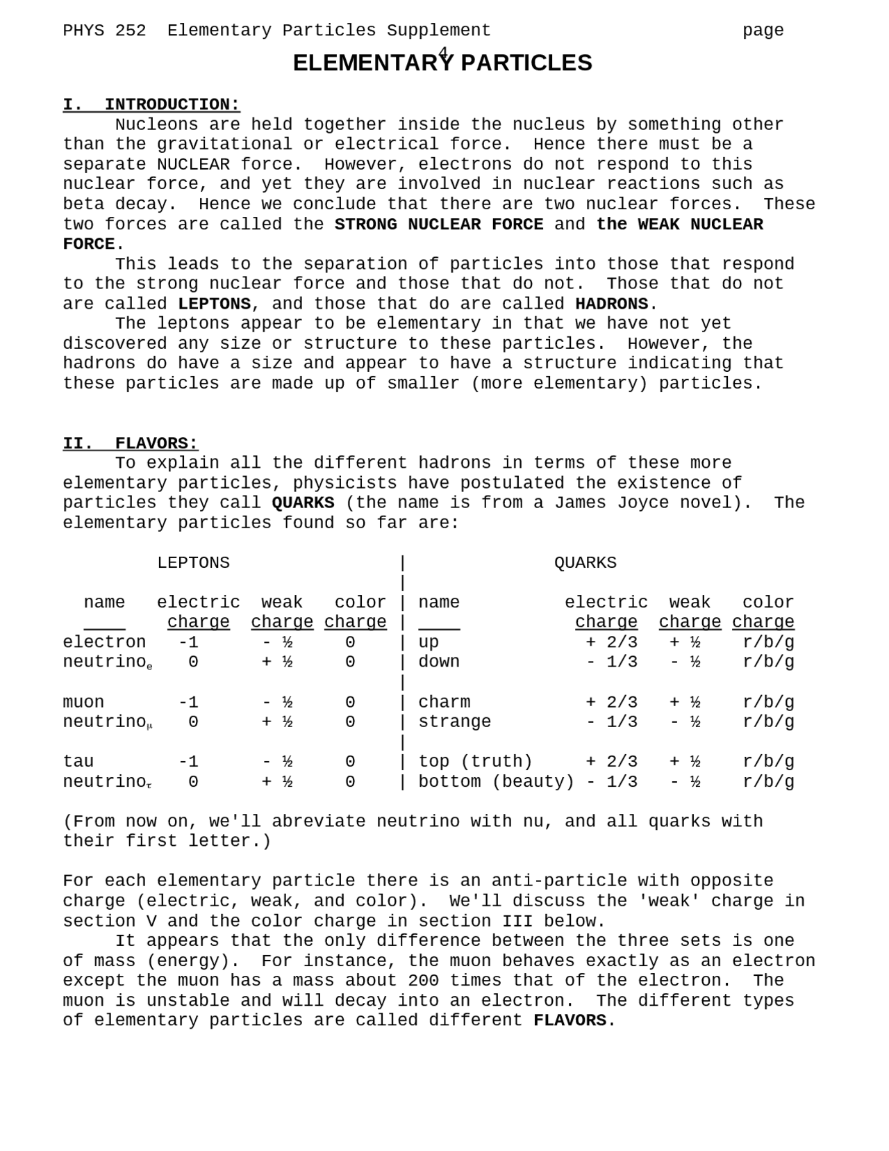 Notes on Elementary Particles - Physics III | PHYS 252 - Docsity