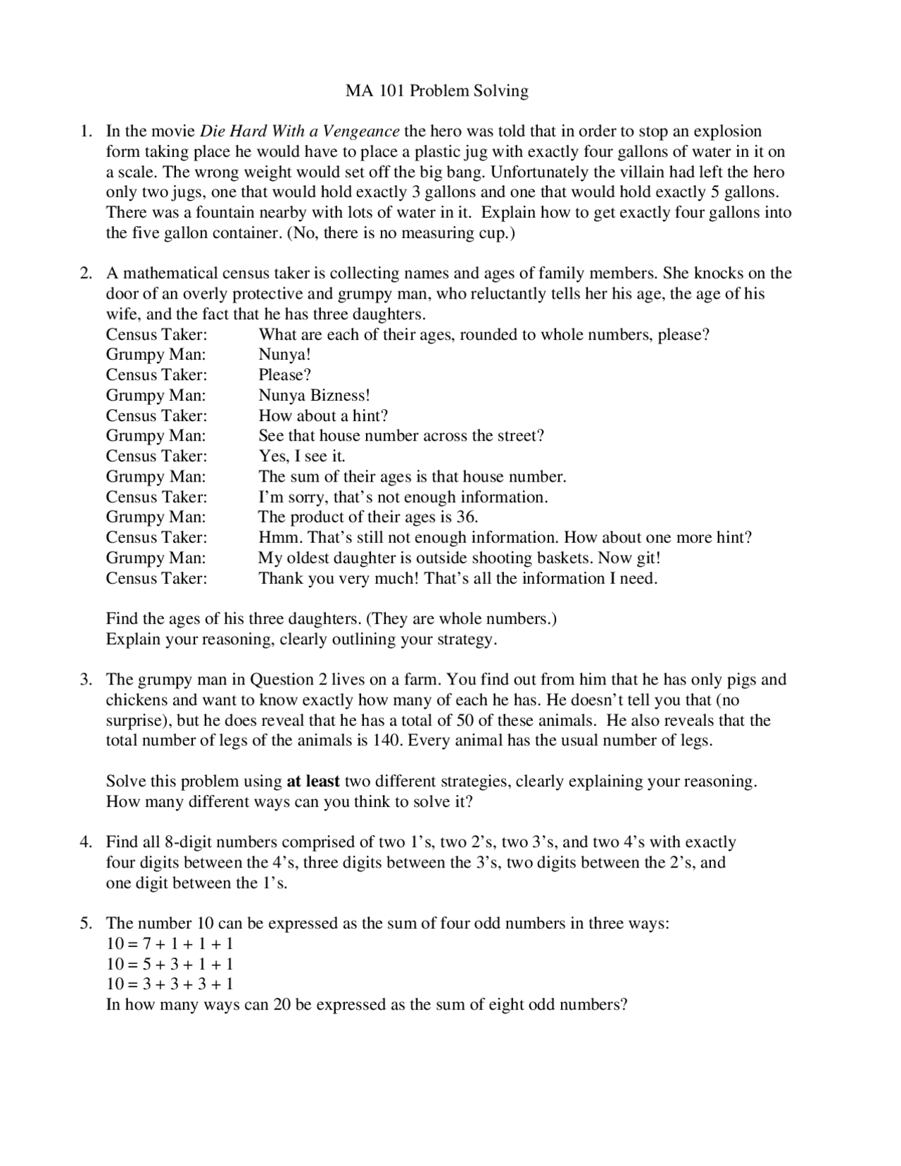 5 Solved Problems - Assignment | MA 101 | Assignments Mathematics | Docsity