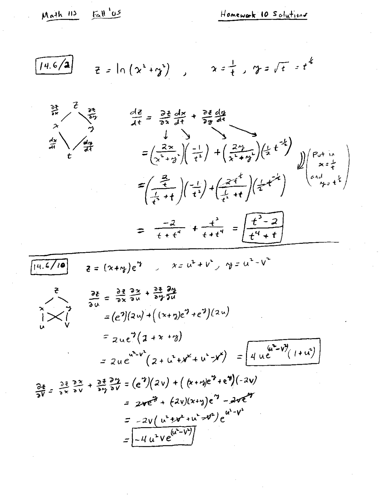 Multivariable Math Problem Easy Multivariable Calculus III - Homework 10 with Solutions | MATH 113 ...