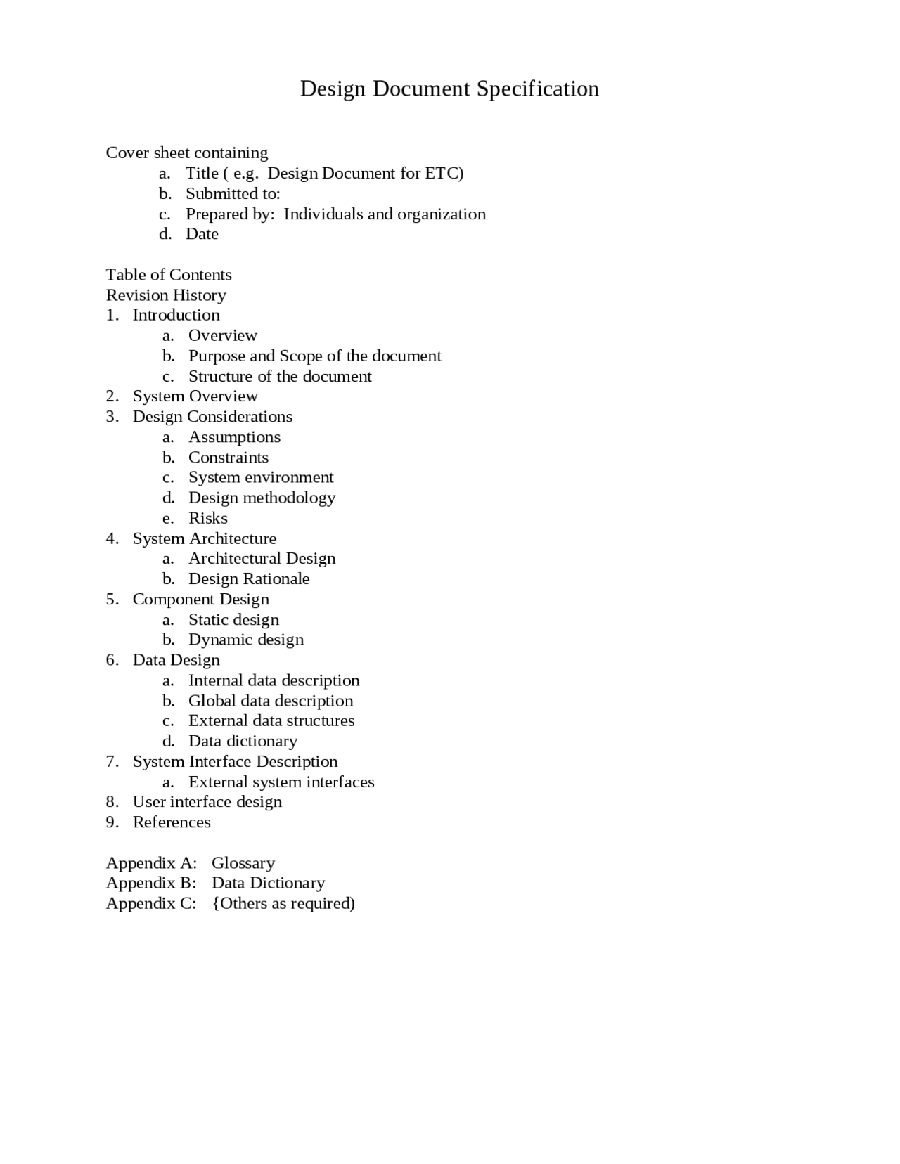 Design Document Specification - Lecture Notes | CSCI 3350 - Docsity