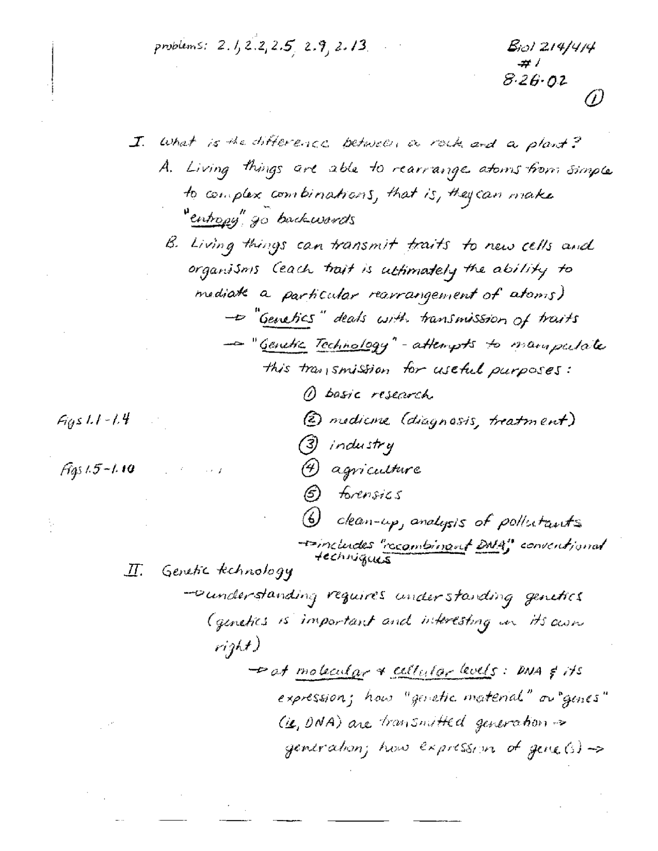 Genetic Technology - Handwritten Notes | BIOL 214 - Docsity
