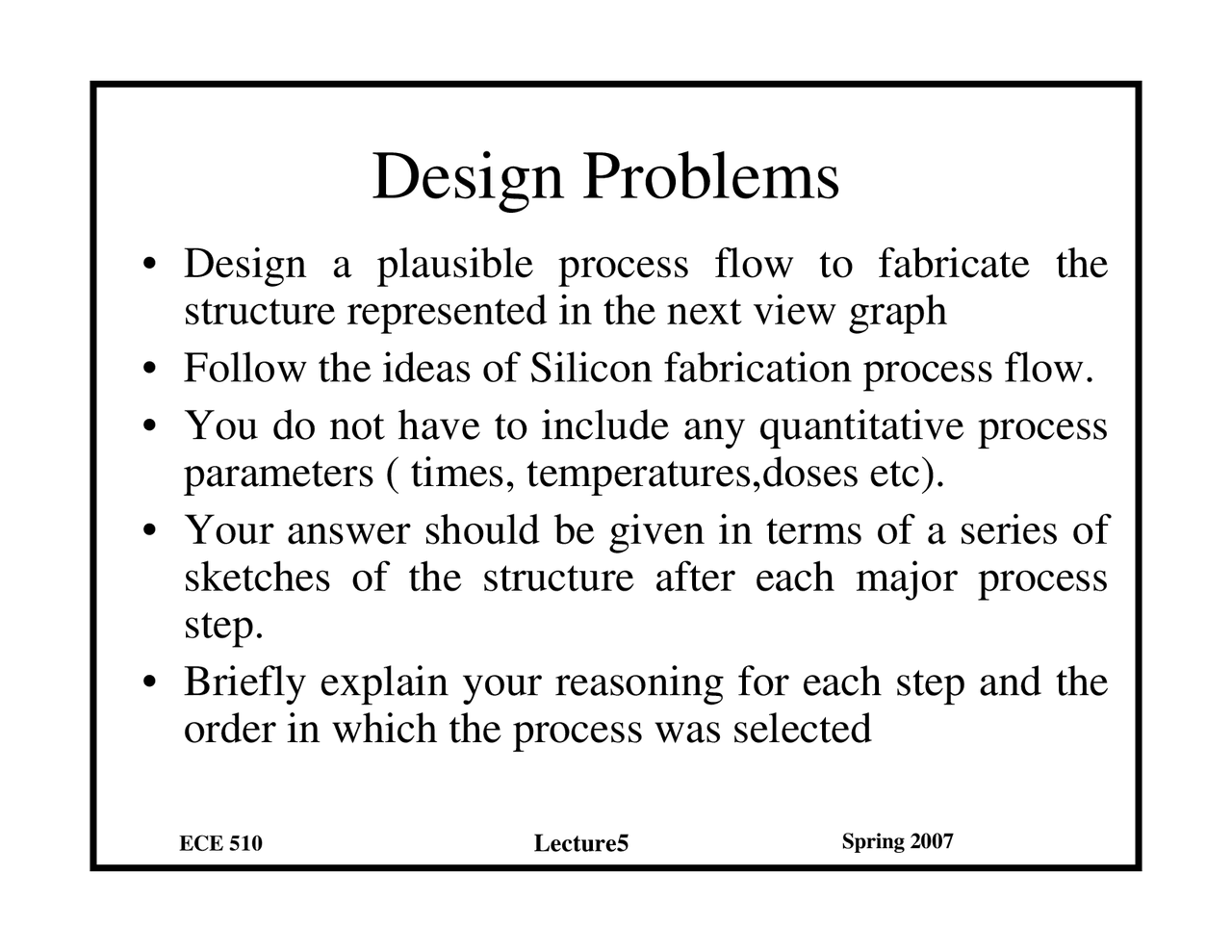 Design Problems - Lecture Slides | ECE 510 - Docsity