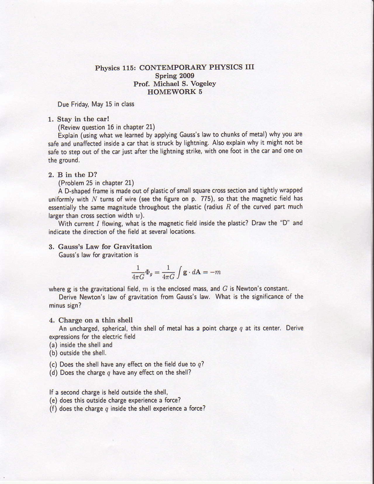 Physics Homework Questions Homework 5 Questions - Contemporary Physics III | PHYS 115 - Docsity