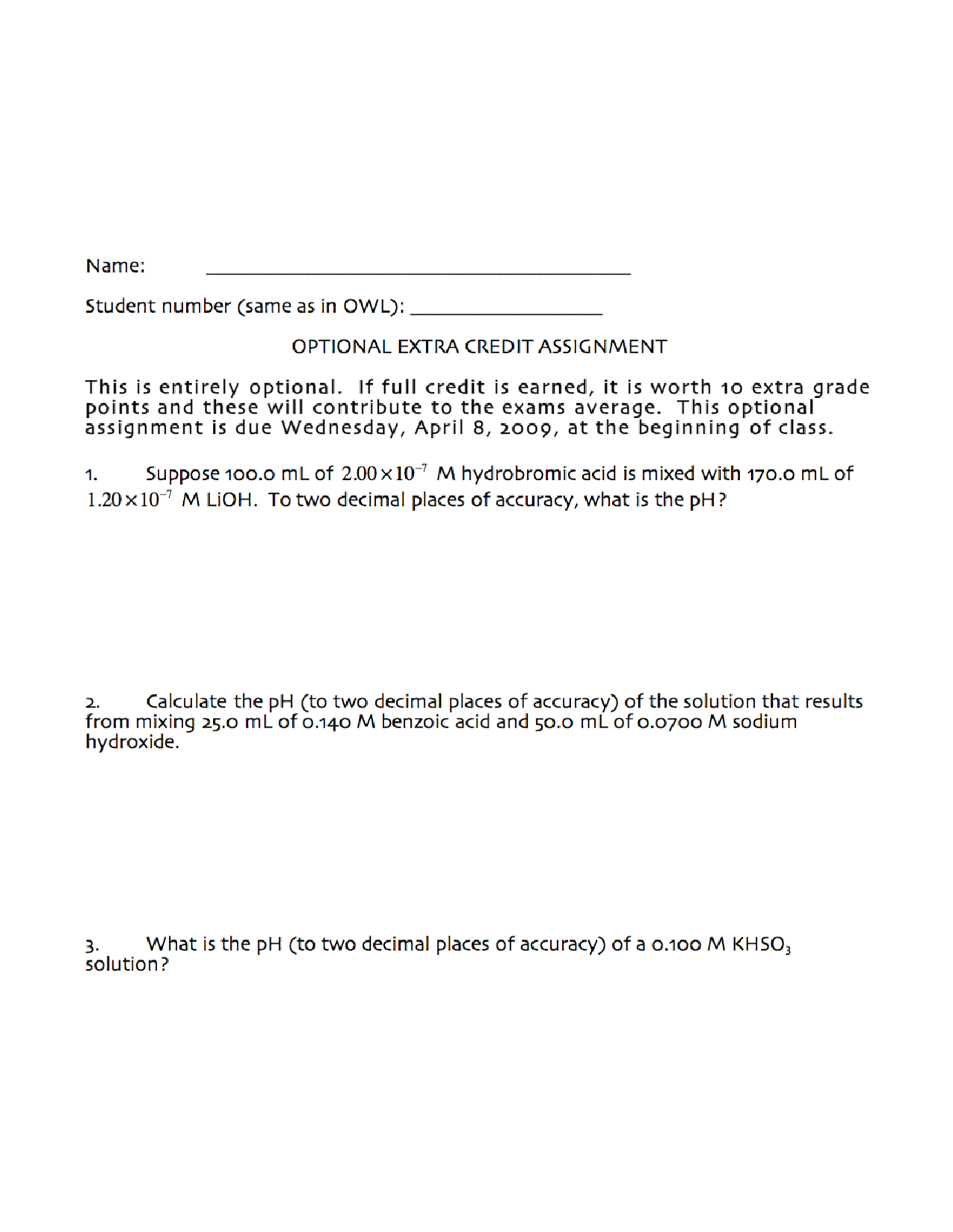 General Chemistry Science - Assignment I Solutions | CHEM 112 ...
