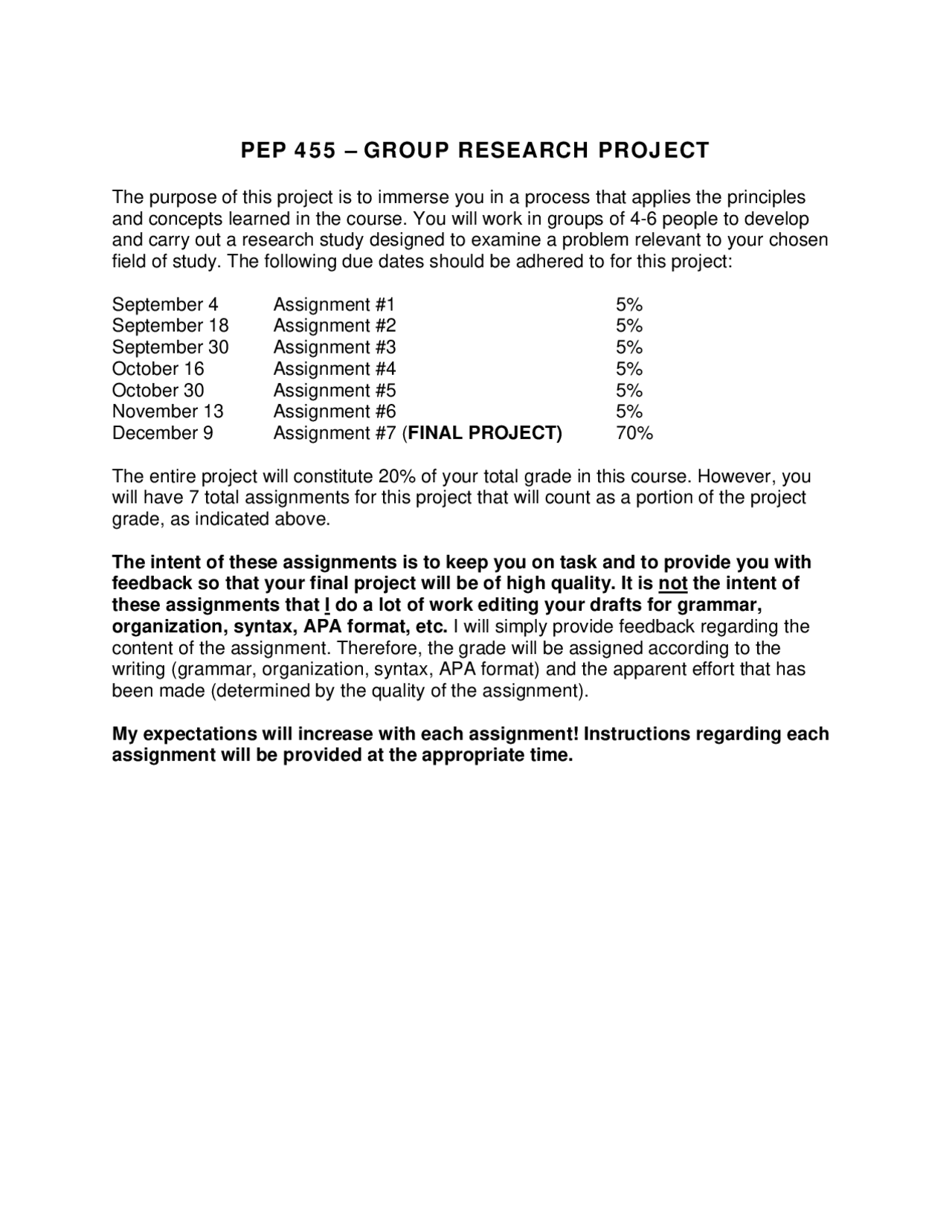 Research Project Assignments for a University Course - Prof. Douglas C ...