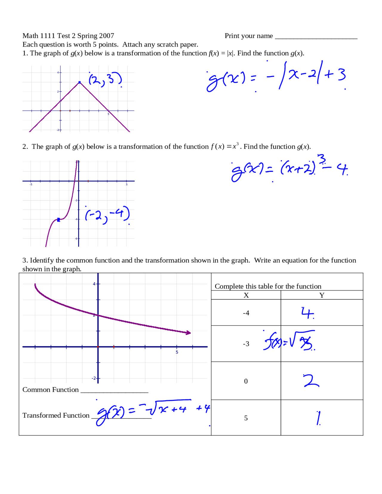 College Math 1111 Exam with 20 Questions - College Algebra | MATH 1111 - Docsity