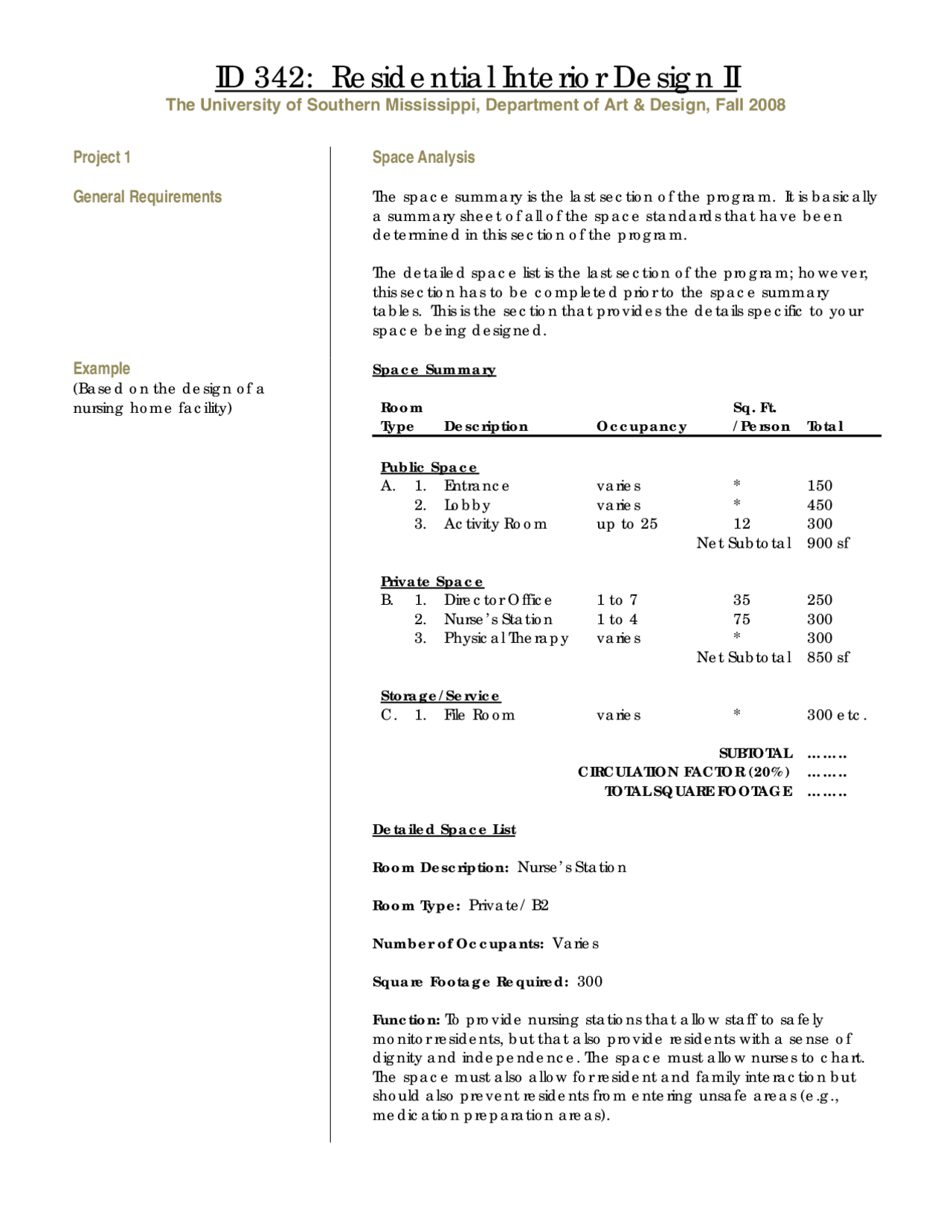 Residential Interior Design II - Project I | ID 342 | Study Guides ...