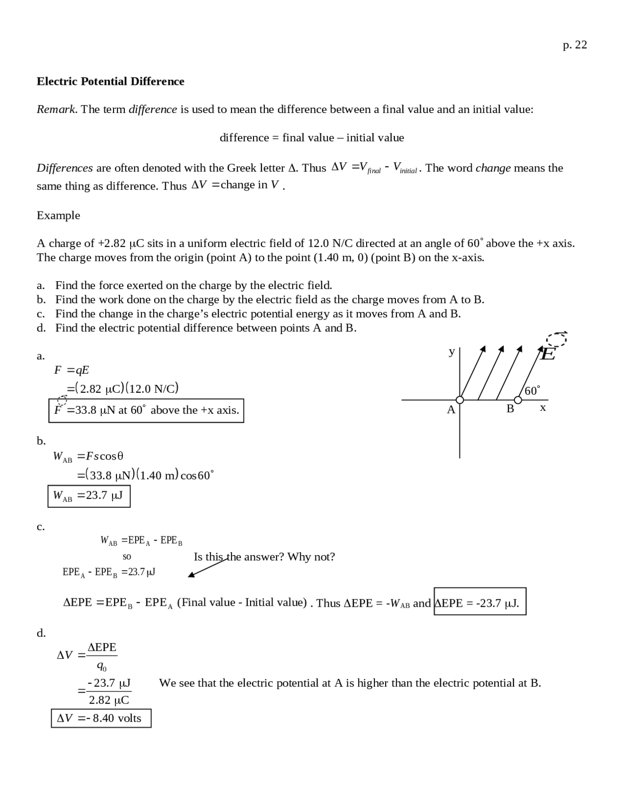 Examples on Electric Potential Difference, conservation Energy - Exam ...