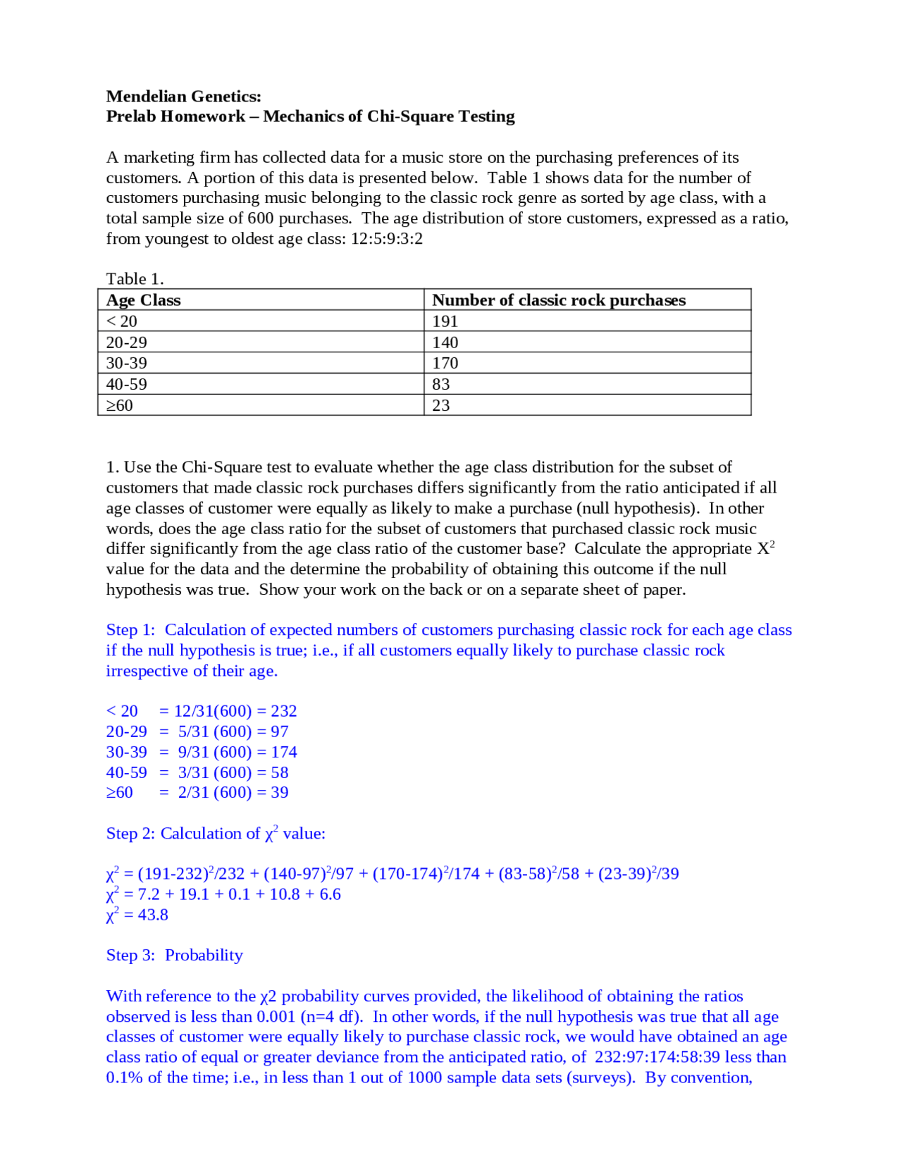 Mendelian Genetics: Prelab Homework - Mechanics of Chi-Square Testing ...