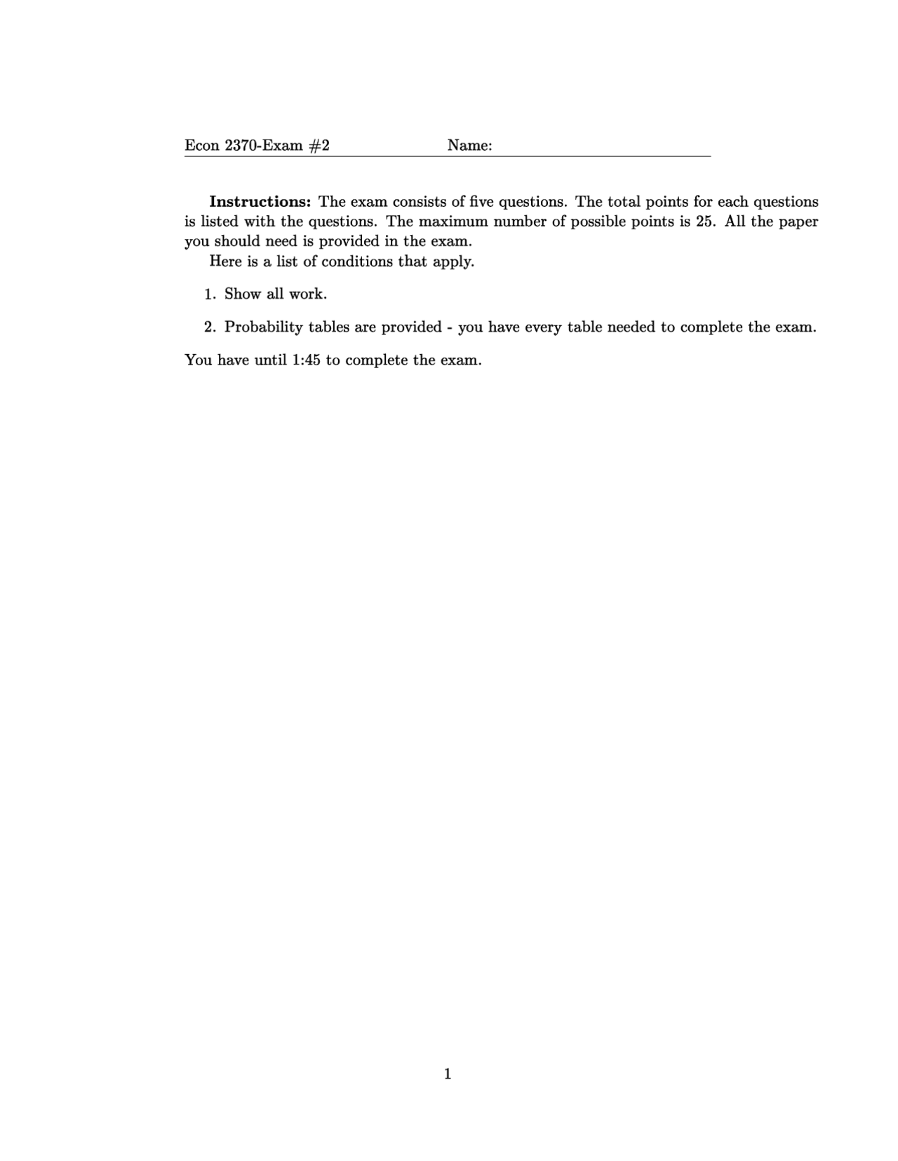 Questions for Exam 2 - Introduction to Statistics and Data Analysis ...