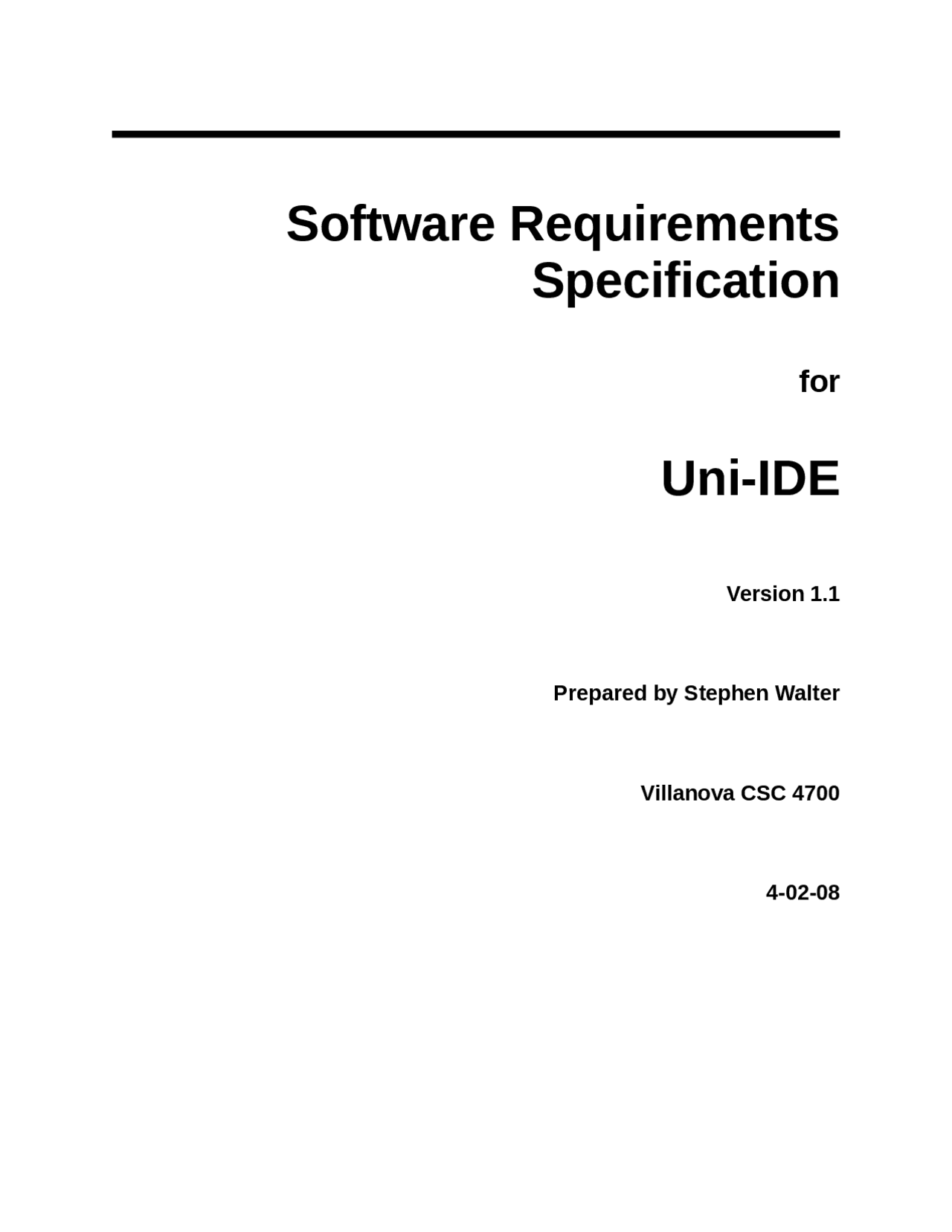 Software Requirements Specification for Uni-IDE | CSC 4700 - Docsity