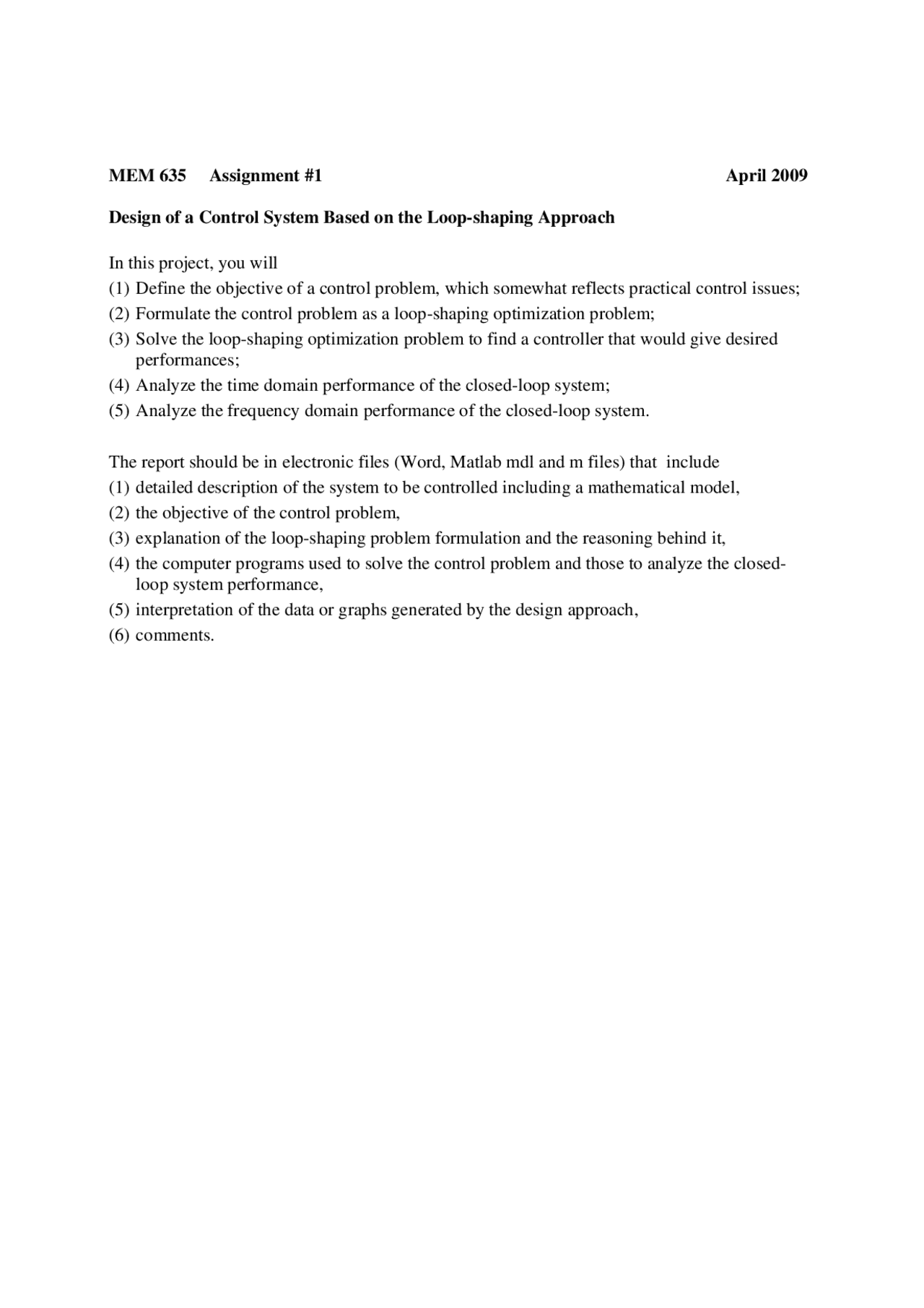 Instructions on Design of a Control Systems Based on Looping Shape ...