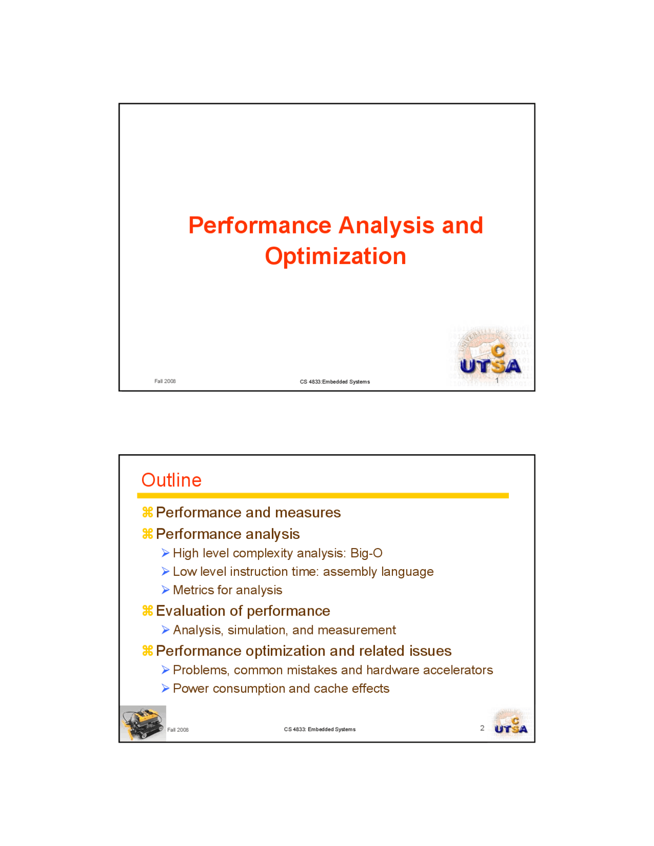 Slides on Performance Analysis and Optimization | CS 4833 | Study notes ...
