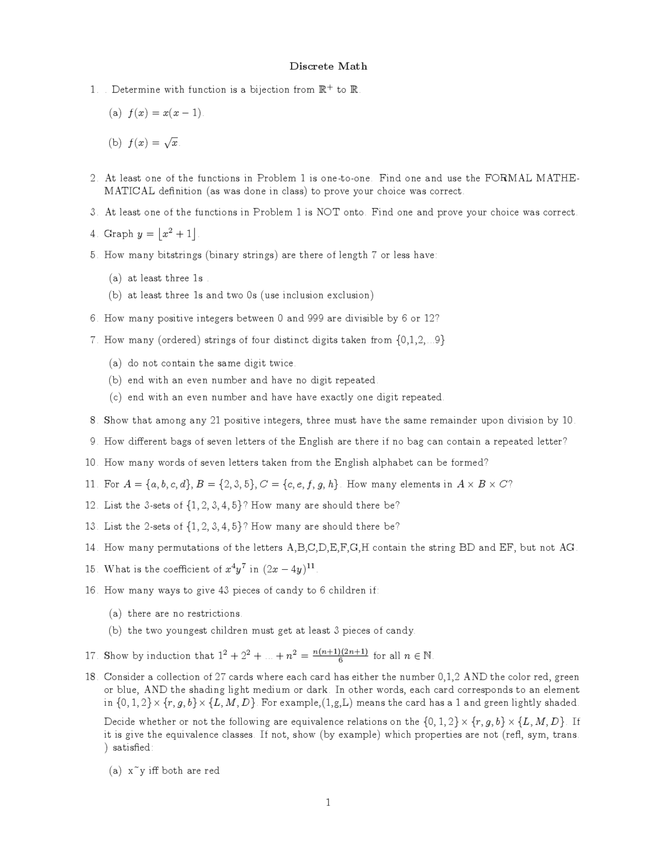 23 Questions on Introduction to Discrete Mathematics - Assignment ...