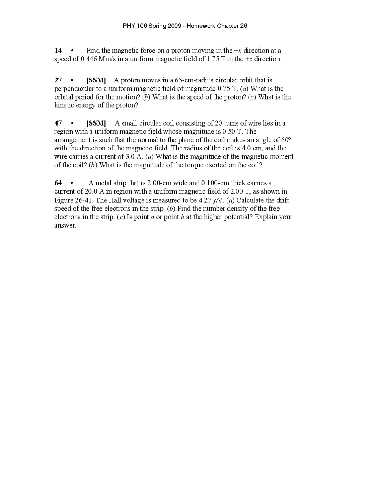 Practice Questions on Physics Lecture and Lab II for Assignment | PHY ...