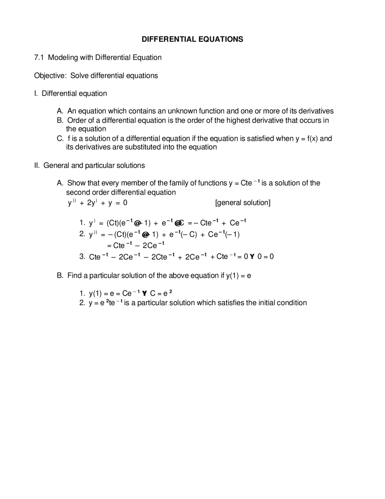 Calculus Modeling Calculus II - Modeling with Differential Equations | MATH 1920 - Docsity