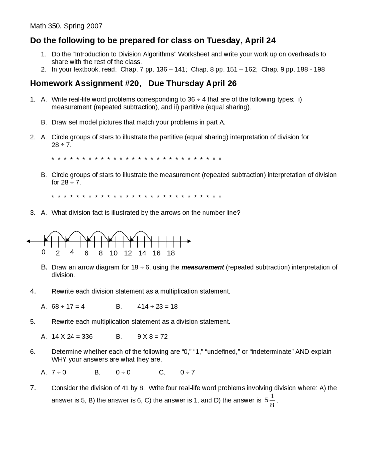 Topics in Math Elementary Teachers I - Sample Questions - Problem Set ...