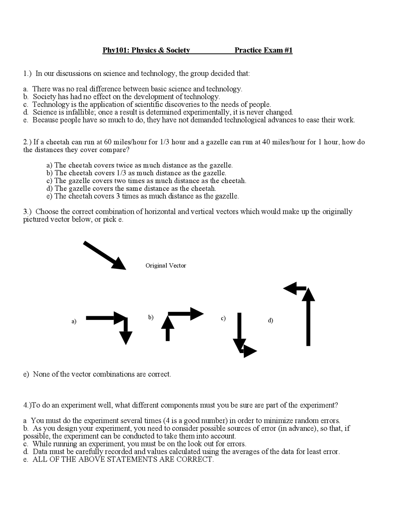 Practice Exam 1 Questions - Physics and Society | PHY 101 - Docsity