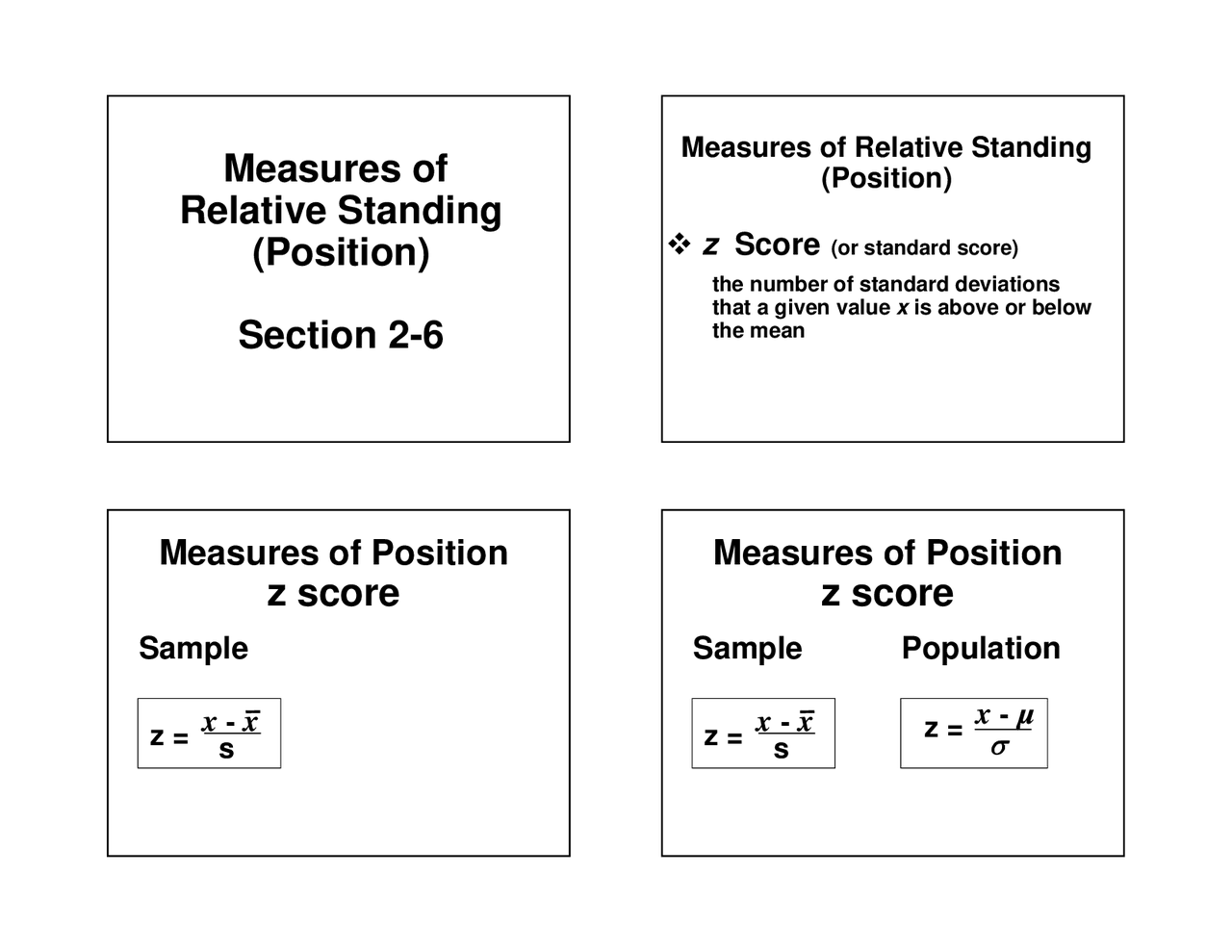 Measure of Relative Standing Position - Lecture Slides | MATH 1530 ...