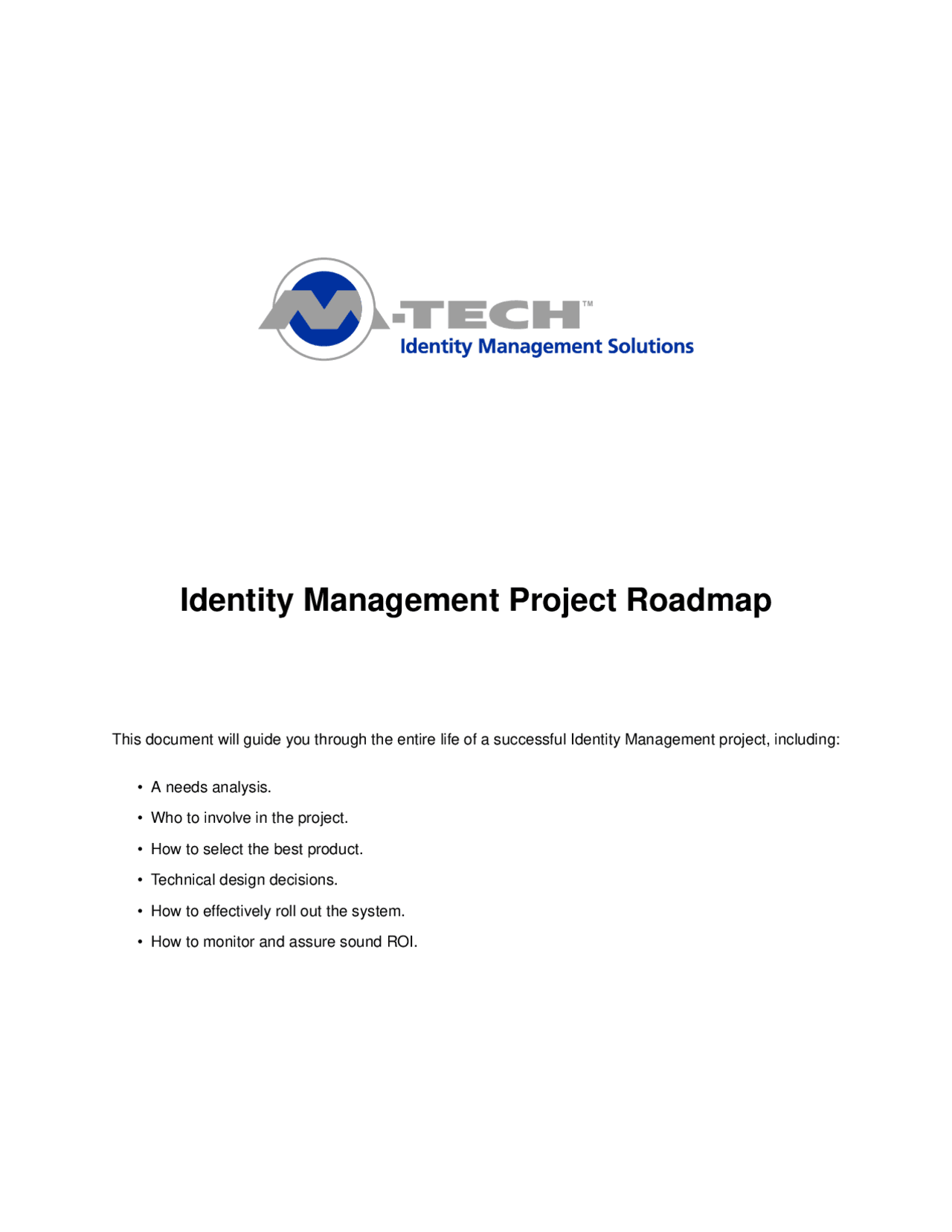 Identity Management Project Roadmap - Lecture Notes | DIT 2160 - Docsity