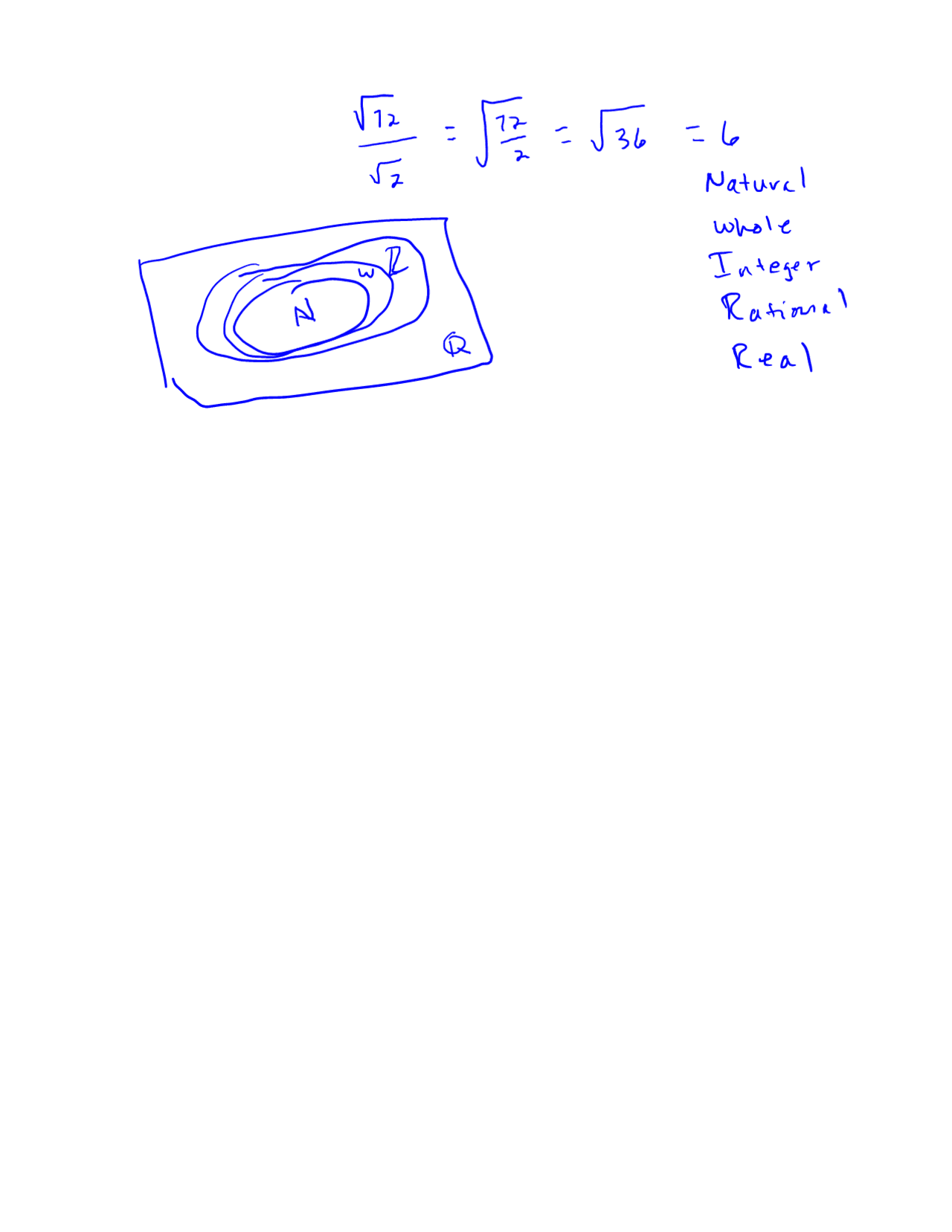 Natural Whole Integer Rational Real - Solved Examples | MATH 2303 - Docsity