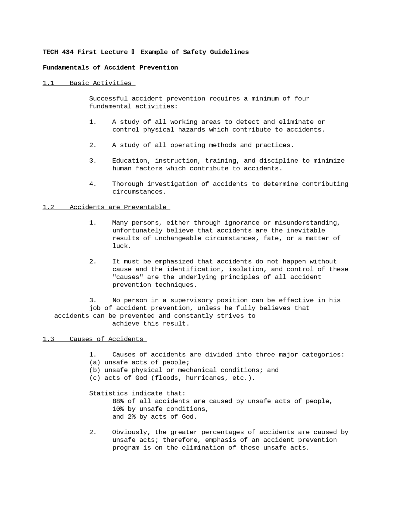 Fundamentals of the Accidents Preventions of Safety Guideline | TECH ...