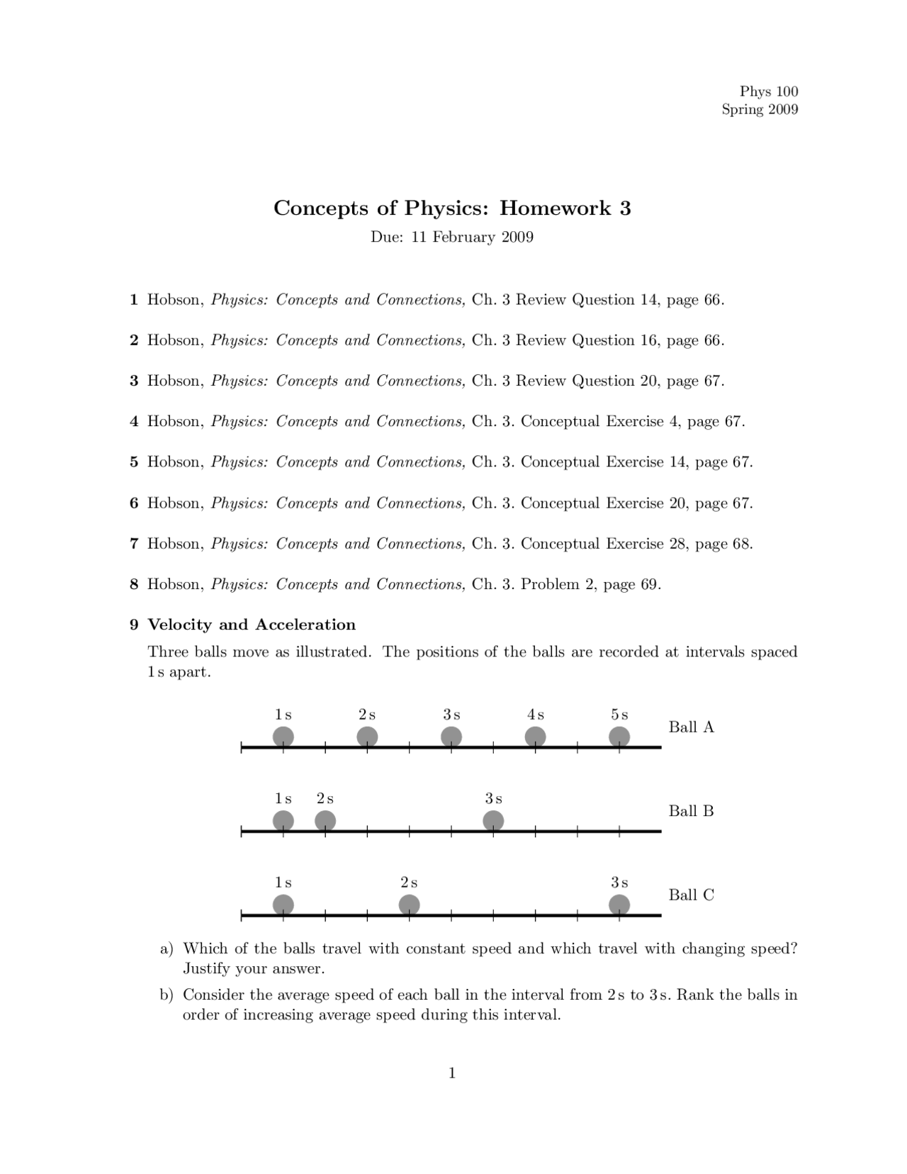 Concepts of Physics - Homework 3 Practice Problems | PHYS 100 - Docsity