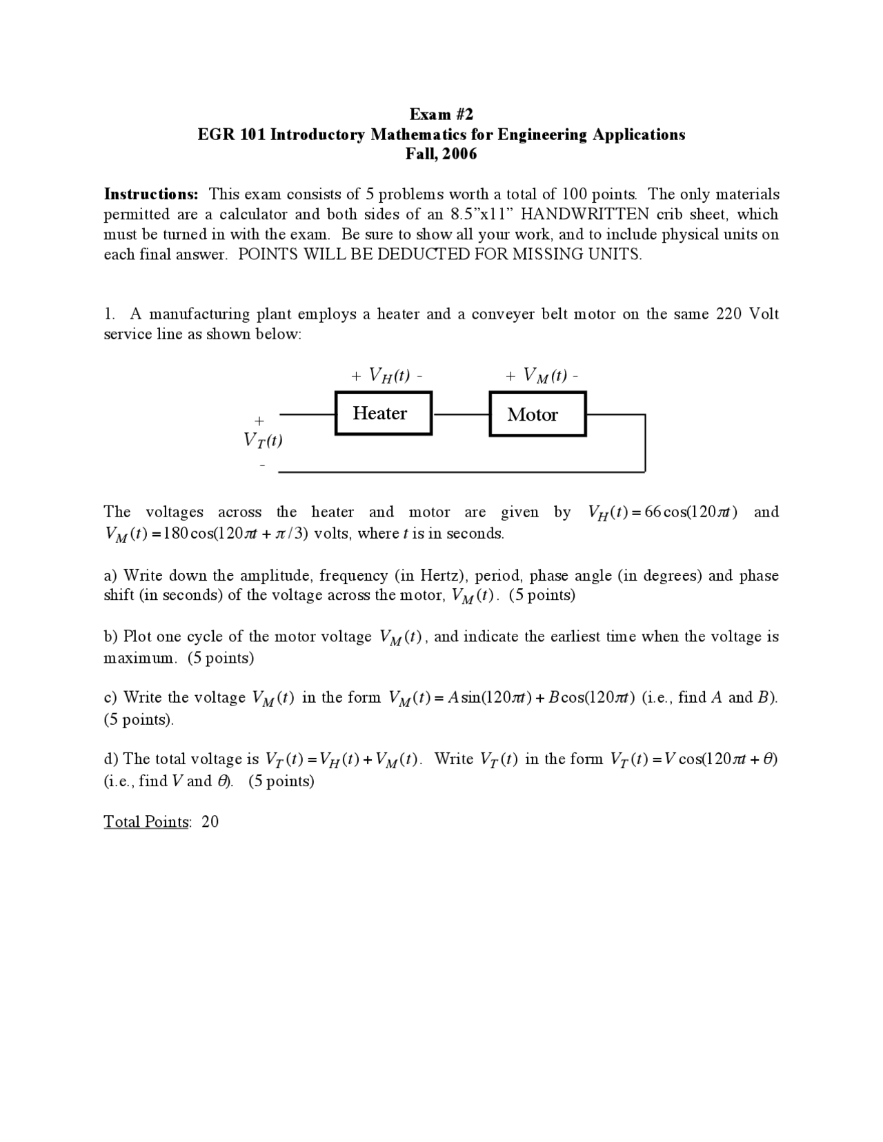 Exam 2 - Introductory Mathematics for Engineering Applications | EGR ...