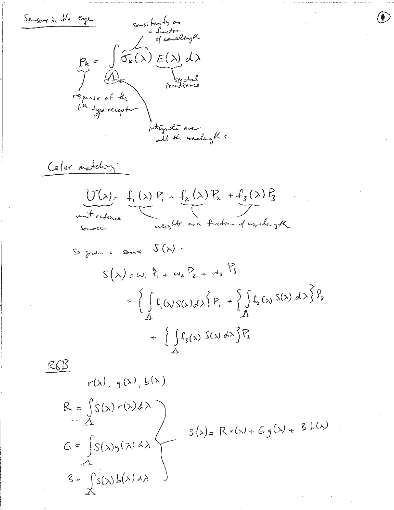 Color Matching and Space in Computer Vision - Handwritten Notes | ECE ...