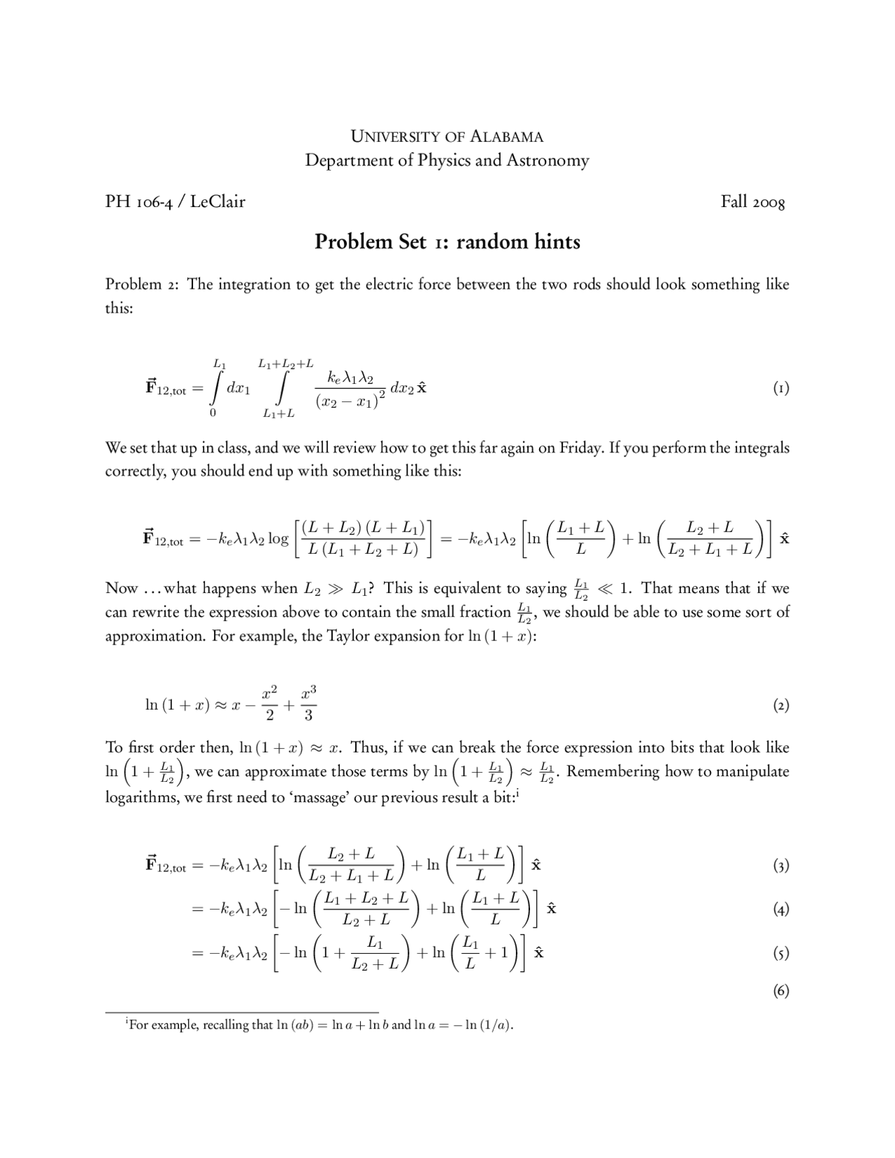 Random hints - practice problems Set 2 | PH 106 - Docsity