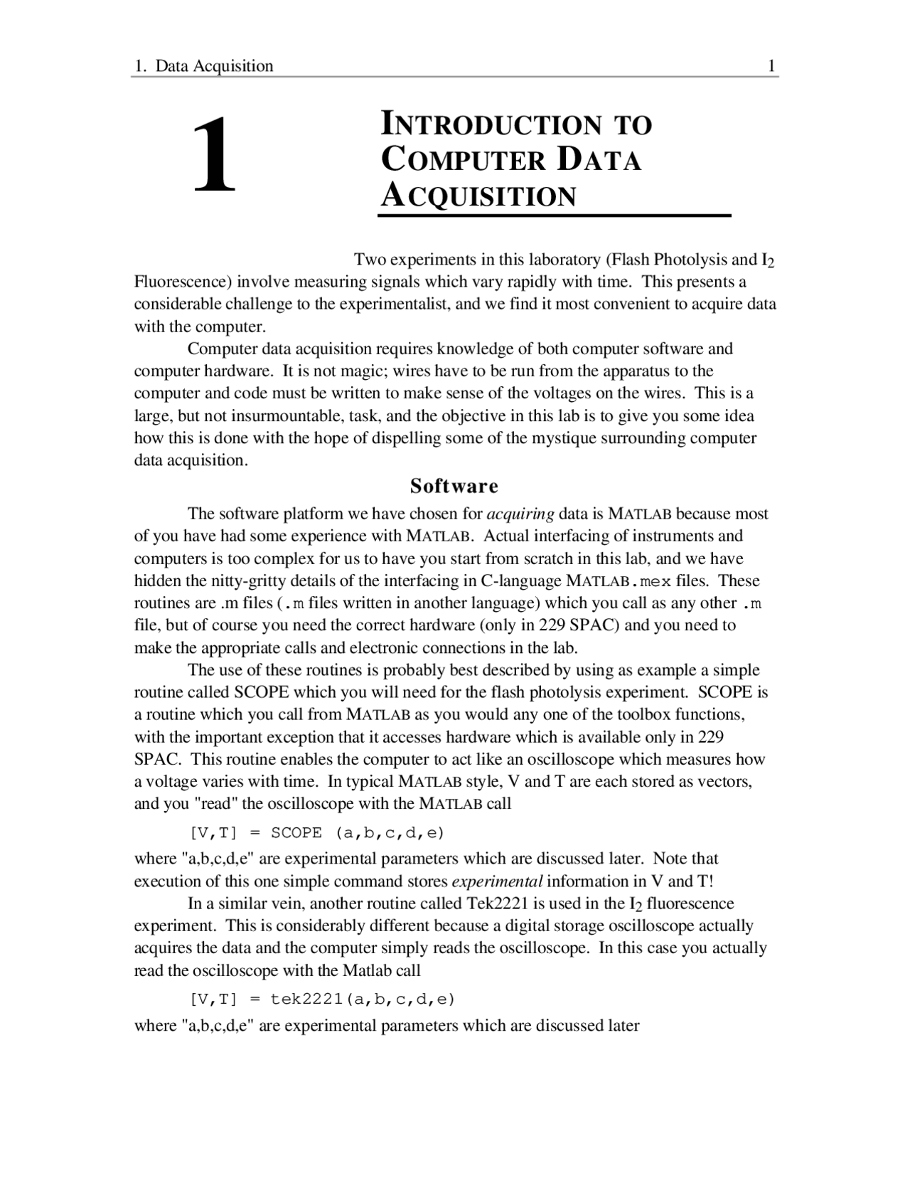 Introduction to Computer Data Acquisition - Lab | CHEM 381 - Docsity