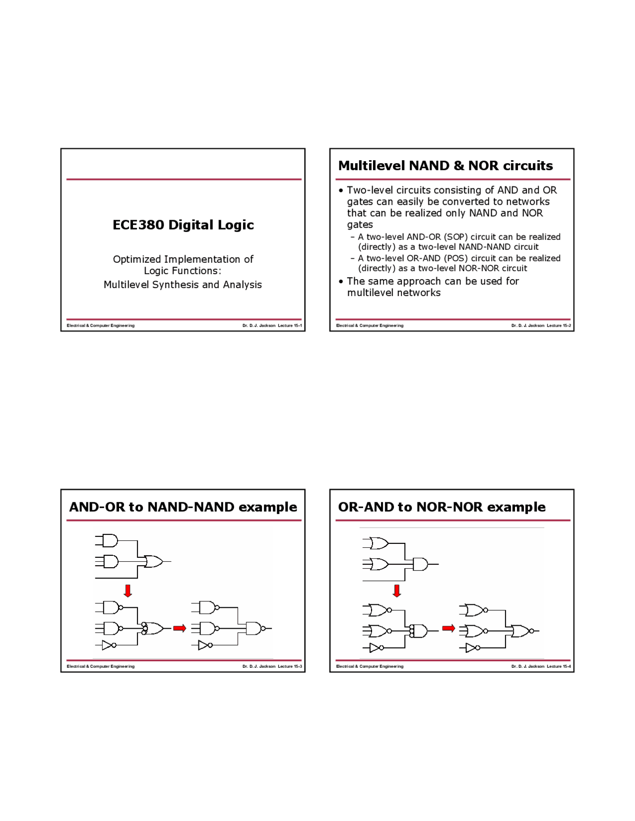 Lecture Slides On Optimized Implementation Of Logic Functions Ece 380