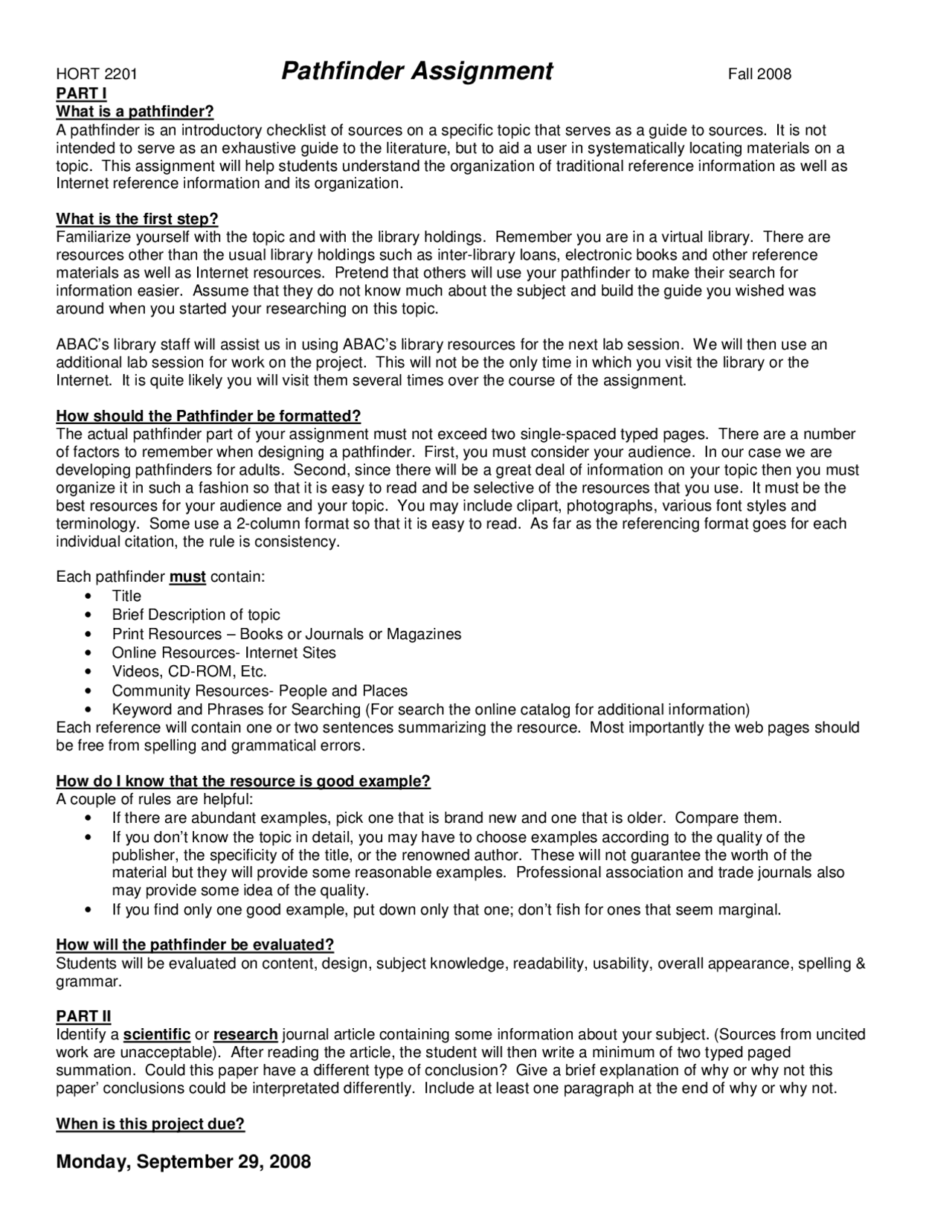 Principles of Horticulture - Pathfinder Assignment | HORT 2201 - Docsity