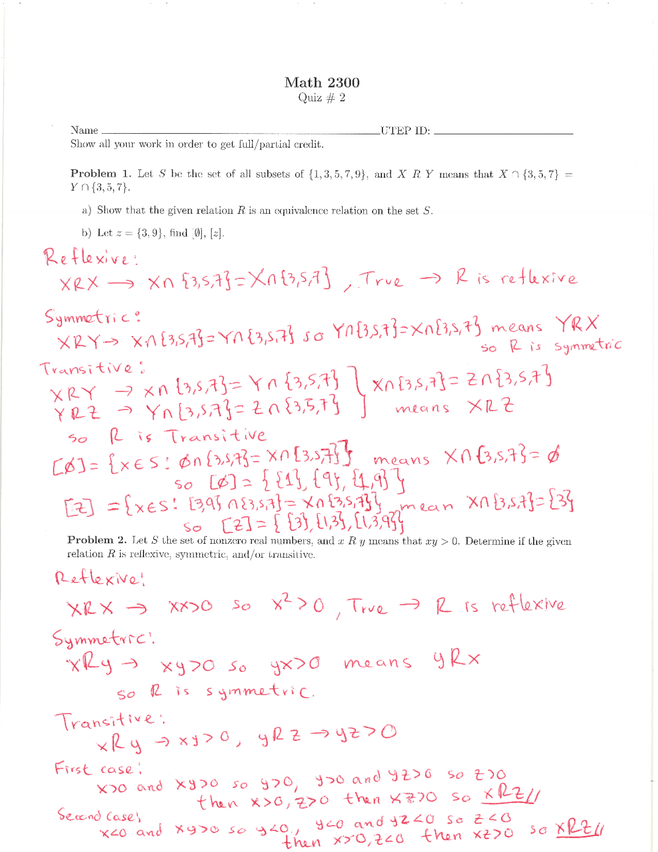 Practice Quiz 2 with Solutions for Discrete Mathematics | MATH 2300 ...