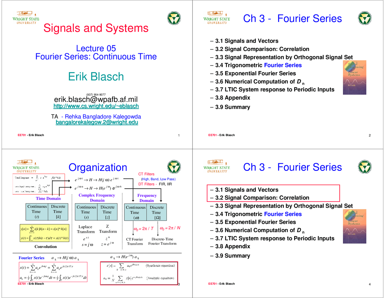 Fourier Series - Continuous Time - Lecture Slides | EE 701 | Study ...
