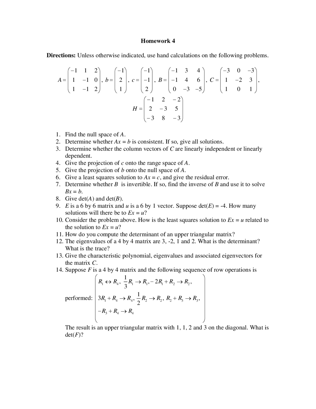 Homework 4 | Engineering Mathematics | MATH 3321 - Docsity