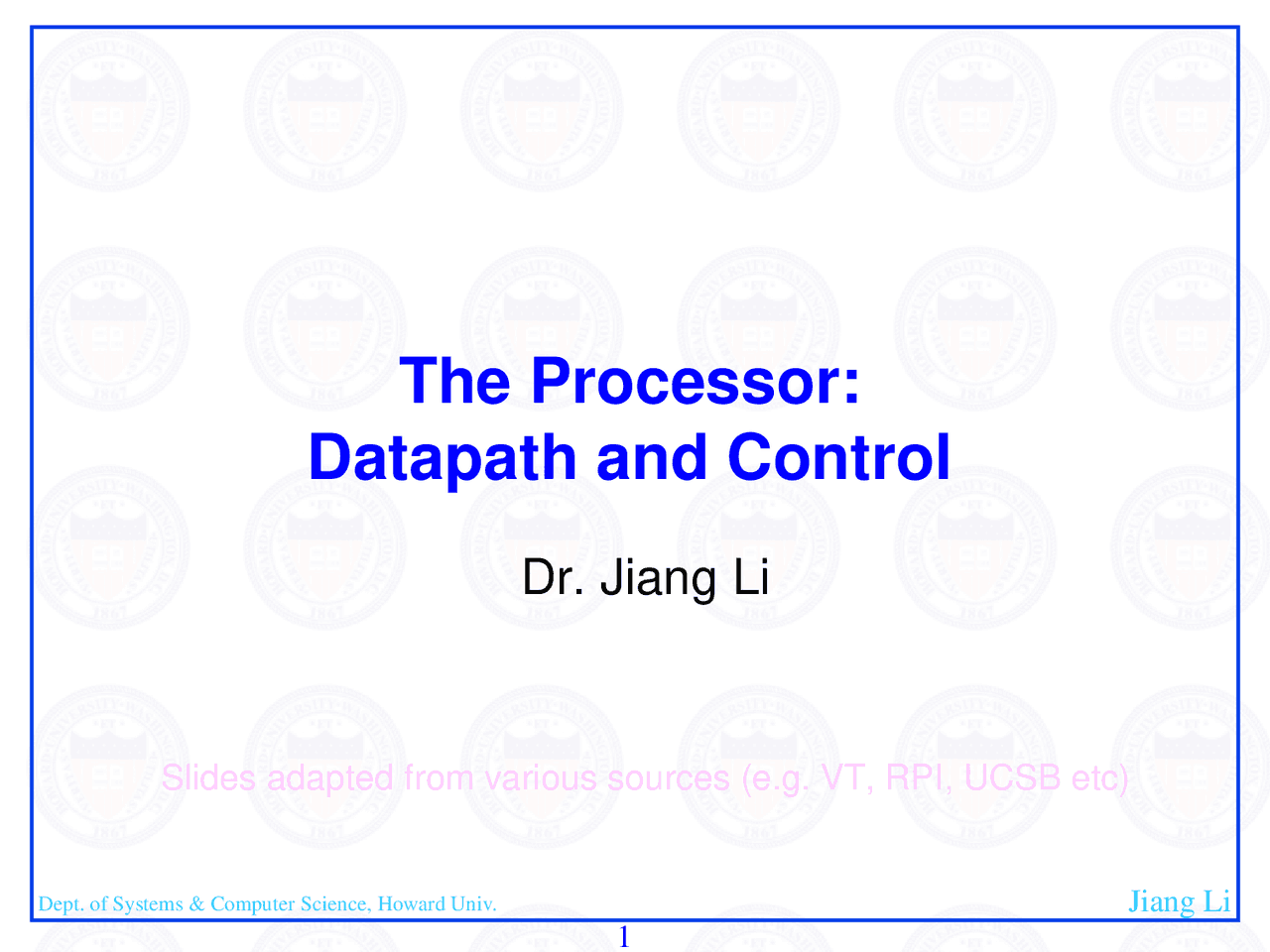 The Processor: Datapath and Control - Computer Organization | SYCS 201 ...
