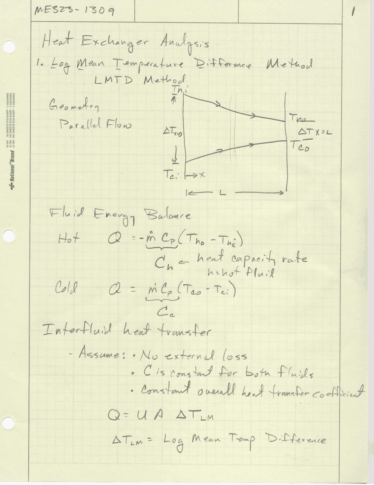 Heat Exchanger Analysis and LMTD Method Handout ME 323 Docsity