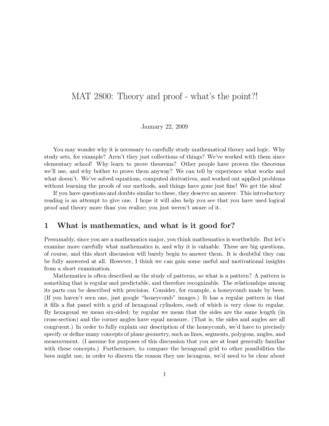 Theory and Proof - What's the Point? Foundations of Mathematics | MAT ...