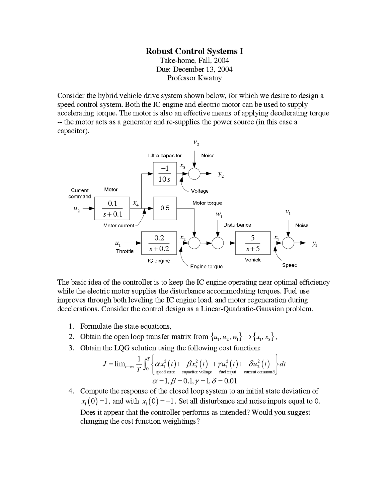Robust Control System Robust Control Systems I - Robust Control Systems I | MEM 633 - Docsity