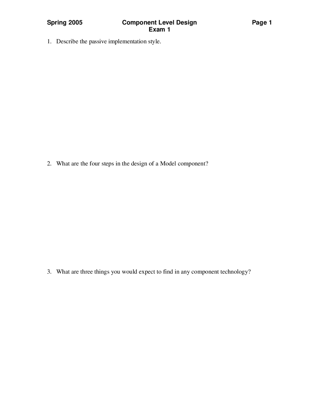 Component 7 Entry Level Component Level Design - Advanced Software Engineering - Exam 1 | CSI ...