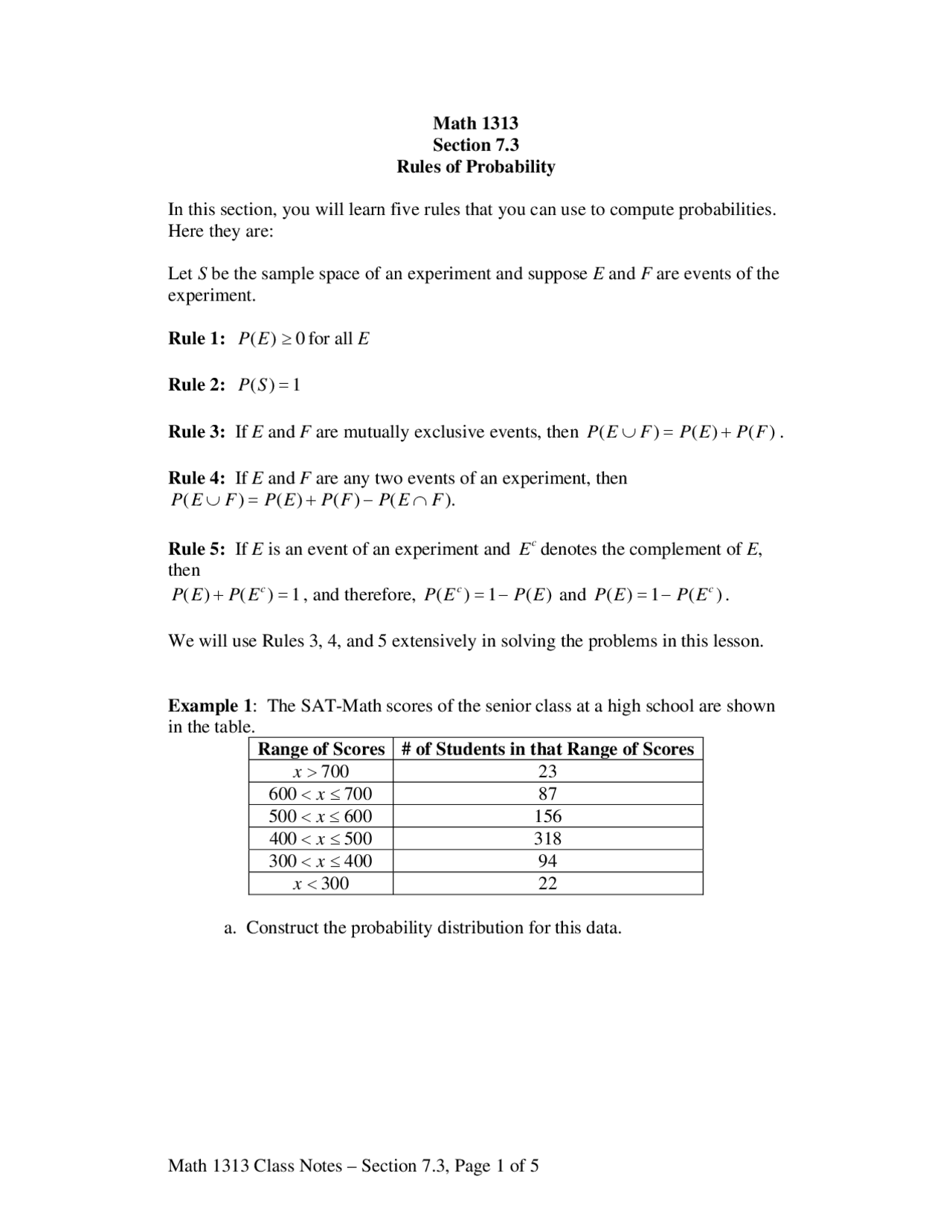 Finite Math Probability Examples Notes on Rules of Probability - Finite Math with Applications | MATH ...