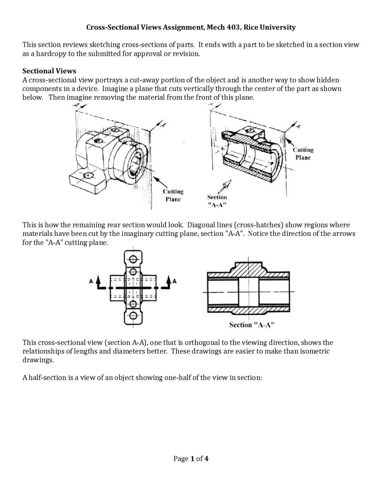 Cross Sectional Views Assignment - Computer Aided Designing | MECH 403 ...