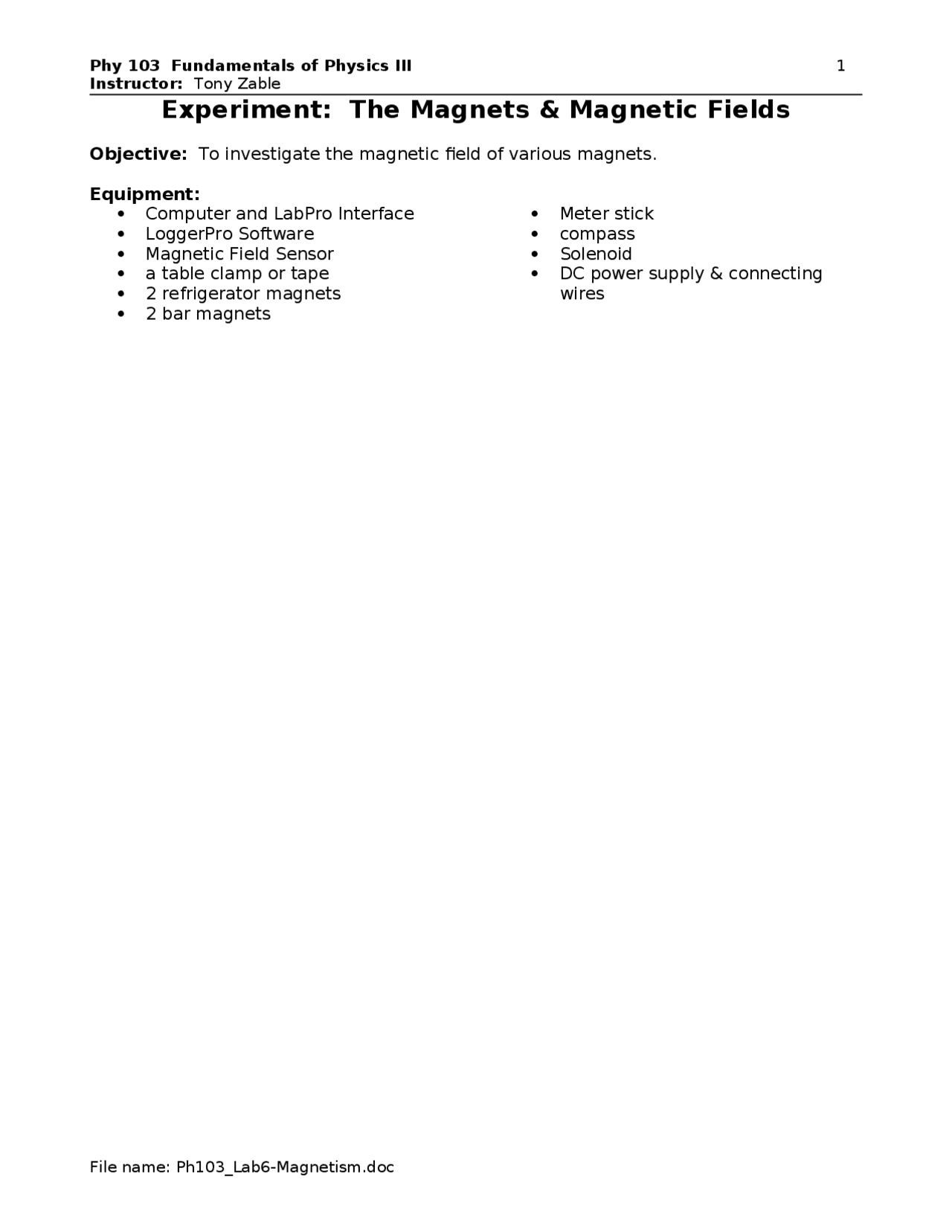 Magnets and Magnetic Field in Fundamentals of Physics III | PHY 103 ...