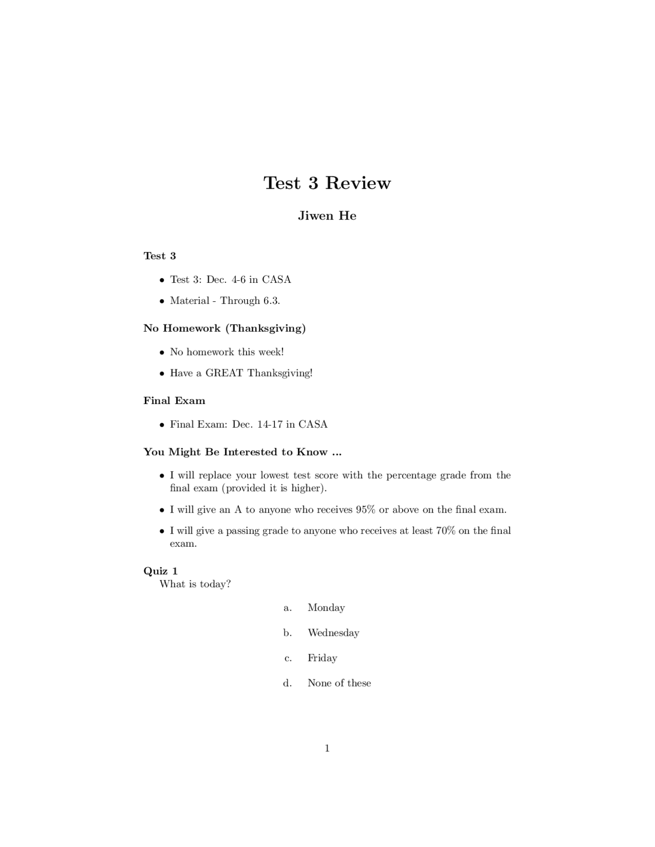 Test 3 Review - Study Guide - Calculus I | MATH 1431 - Docsity