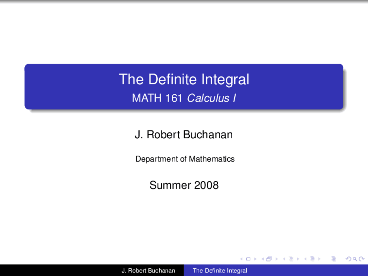 The Definite Integral - Calculus 1 - Lecture Slides | MATH 161 - Docsity