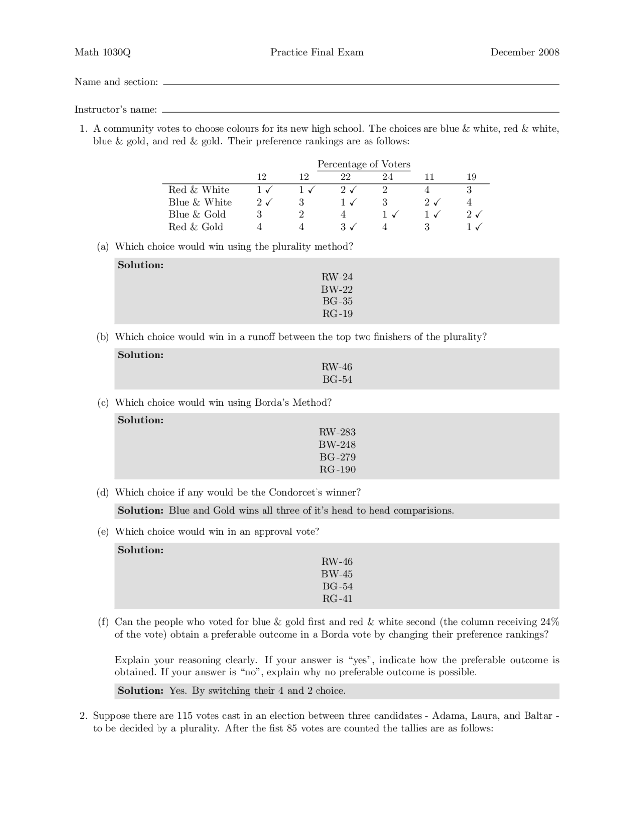 Practice Final Exam Solution - Elementary Discrete Mathematics | MATH ...