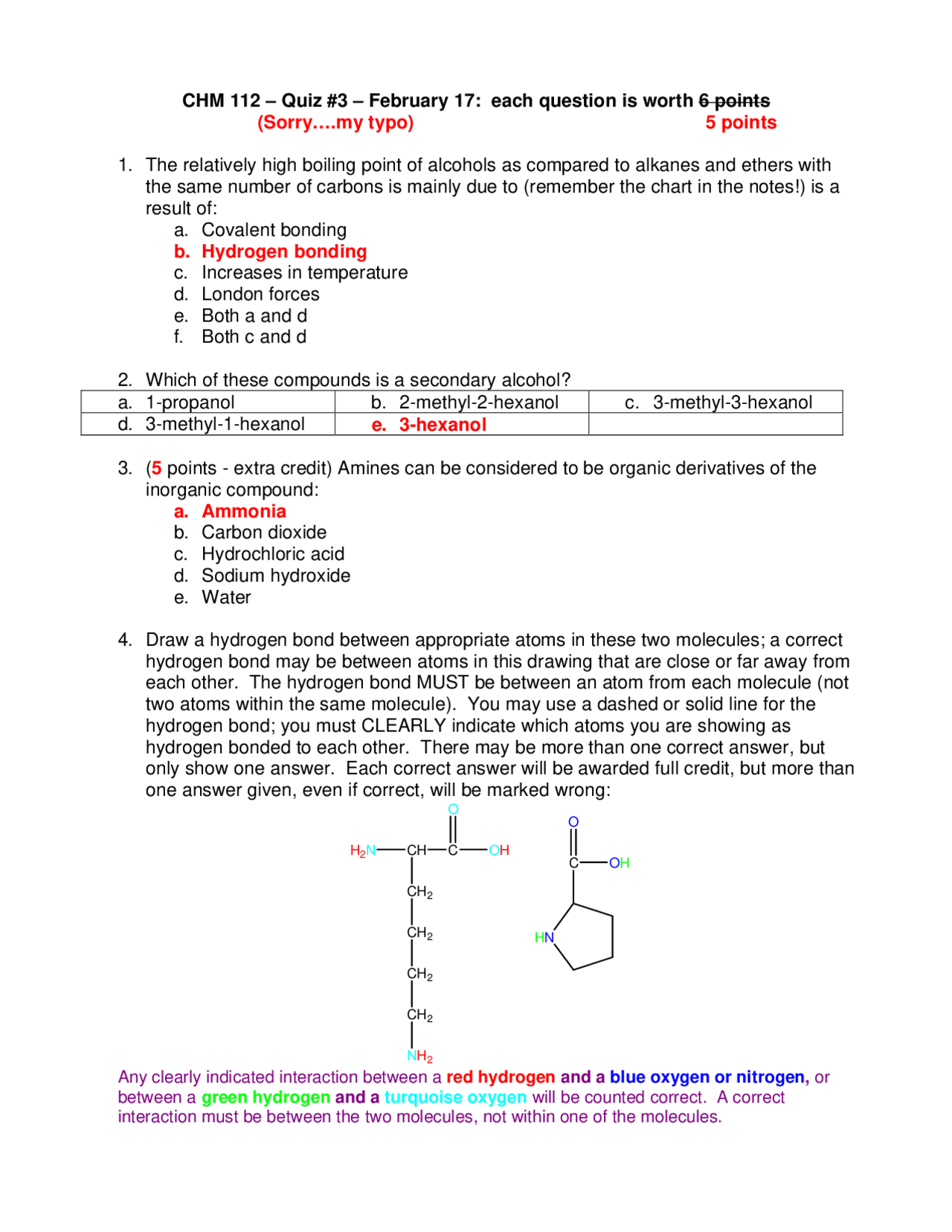 Practice Quiz 3 for General Chemistry with Answer Key | CHM 112 ...